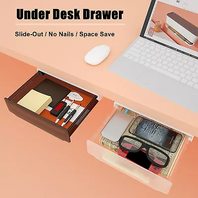 Under Desk Drawer Adhesive Slide-out Office Desk Organizers And Storage Drawers • $17.89