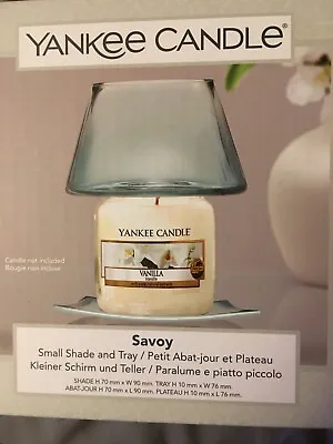 Yankee Candle Small Glass Jar Shade & Tray Set  Savoy  Green/blue Glass Bnib • £29.95