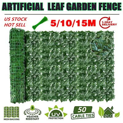 3-10M Artificial Hedge Fake Ivy Leaf Garden Fences Privacy Screening Wall Panel& • £56.88