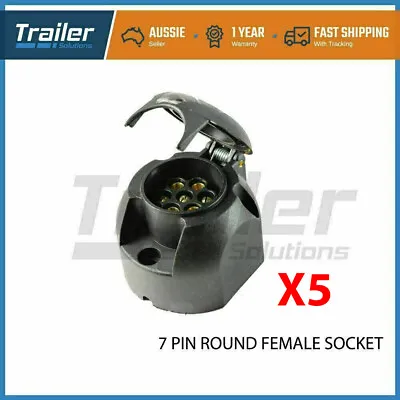 X5 Trailer Plug 7 Pin Round Plug Female Adapter Connector Caravan Boat • $24.90