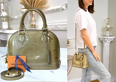 Louis Vuitton Alma BB Vernis Patent Leather Monogram Green Handbag • $495