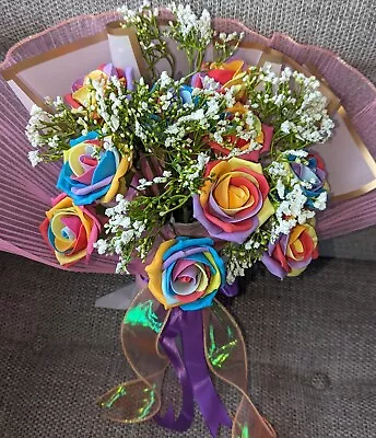 All Occasions ❤️ Rainbow Bouquet With Forever Roses 🌹 • £40