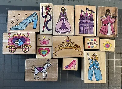 Mixed Lot 14 Princess Rubber Stamps Wood Mounted Fairy Tale • $5.50