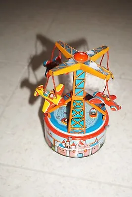 Rare VINTAGE YONE Japan TIN VACATION LAND AIRPLANE Amusement RIDE WORKING Nice • $22.48