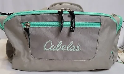 Cabela's Gray Turquoise Teal Soft Tackle Bag 7 Zipper Pockets No Shoulder Strap • $18