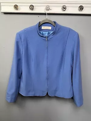 Vintage Mainbocher Jacket Womens Size 14 Blue Full Zip Wool Cashmere Blend • $42.99