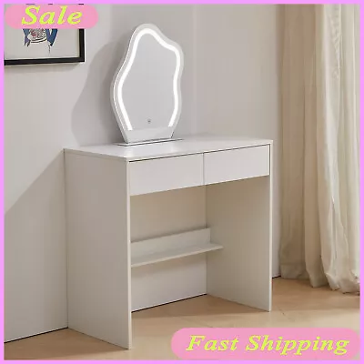 NEW Dressing Table Makeup Desk Vanity Set With 2 Drawers And LED Lighted Mirror • £80.75