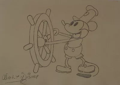 Rare Cartoon Drawing Production Cel Walt Disney Mickey Mouse Signed And Stamp • $329