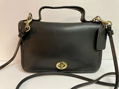 Vintage Coach Casino Bag Black Leather Crossbody Purse 9924 • $67