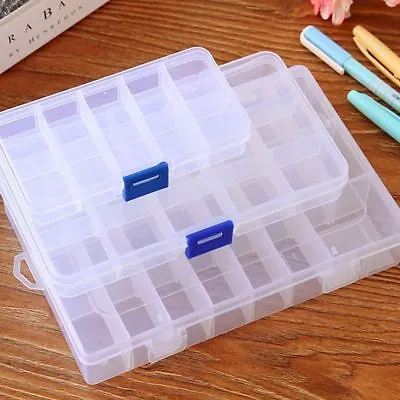 15/24 Compartment Organiser Storage Plastic Box Loom Bands Craft Nail Art • £3.43