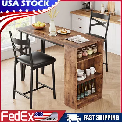 Dining Set Wood Top Table And 2 Upholstered Height Chairs Bar Stools For Kitchen • $79.99