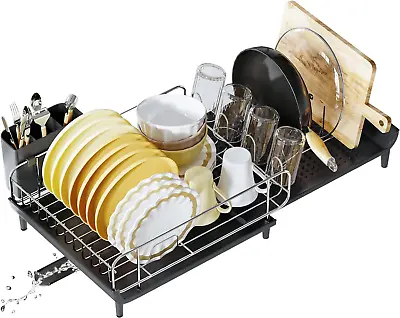 Large Dish Drying Rack Dish Rack Kitchen Counter Expandable Stainless Steel Dish • $41.24