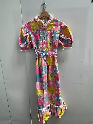 Vintage 60s Rockabilly Multicolor Patchwork Dress Small • $40