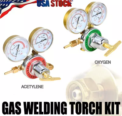 Oxygen And Acetylene Regulator Welding Gas Gauges Pair Fits Victor Brass Kit Set • $53.99