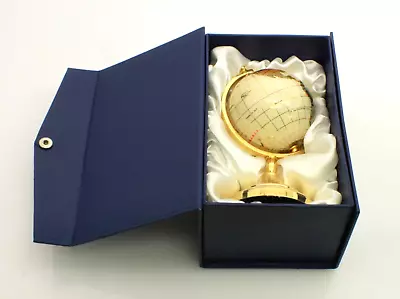 RARE World Globe Made Of Precious Gemstones With Brass Stand 6  • $145
