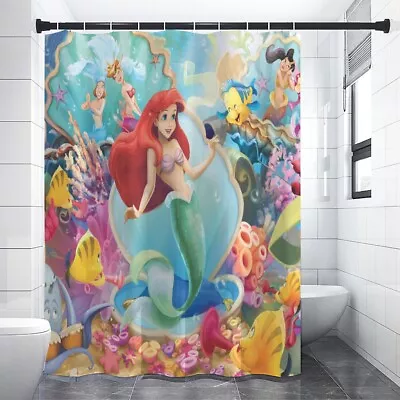 Ariel The Little Mermaid Print Shower Curtain Bath Mat Toilet Lid Cover Mat • $16.99