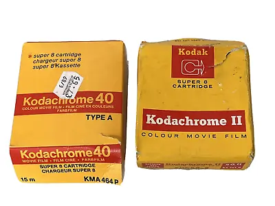 2x KODAK KODACHROME K40 & II SUPER 8mm Cine Film Cartridges EXPIRED+OPEN BOX • £24.95