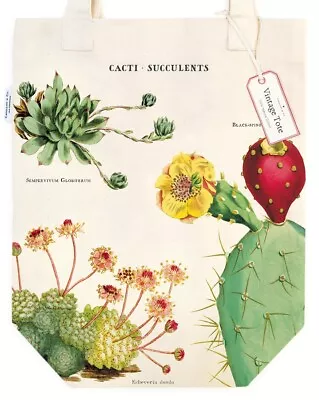 Cavallini & Co. Cacti & Succulents Vintage Style Canvas Tote Bag • $21.95