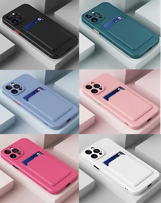 $1.38 • Buy Shockproof Card Holder Silicone Phone Case Cover For IPhone 13 12 11 Pro Max XS