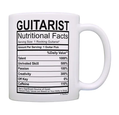 Music Lovers Gifts Guitarist Nutritional Facts Mug Guitar Coffee Mug Tea Cup • $16.99