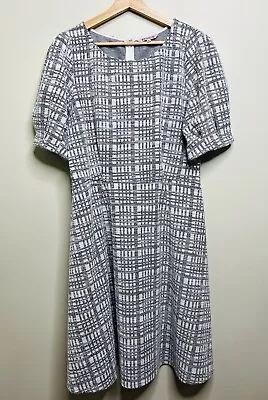 Women’s Review Abi Dress Fit And Flare Black Ivory Size 16 Cotton Blend Checks • $59.98