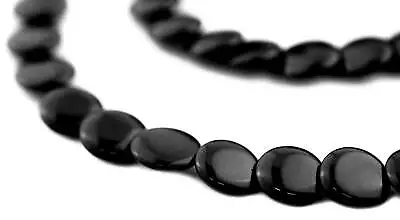 Flat Circular Onyx Beads 10mm Black Gemstone 15 • $8