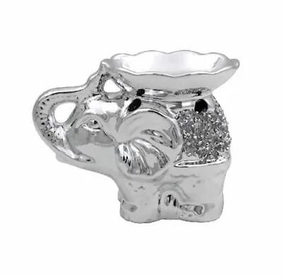 £9.75 • Buy Silver Sparkle Elephant Oil Burner Wax Tealight Candle Fragranced Present Gift 