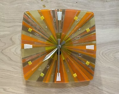 Rare Michael &  Frances Higgins Glass Wall Clock Mid Century 1950s • $595