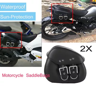 Black  Motorcycle PU Saddle Bag For Yamaha V-Star XVS 250 650 950 1100 1300 AT1 • $59.39