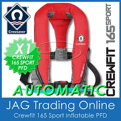Crewsaver Automatic Fiery Red Crewfit 165 Sport Life Jacket Auto Inflatable Pfd • $134.95