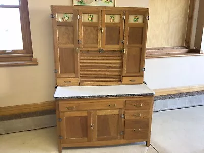 Antique Oak Hoosier Kitchen Cabinet Solid Oak All Original W Flour Bin/Porcelain • $999.99