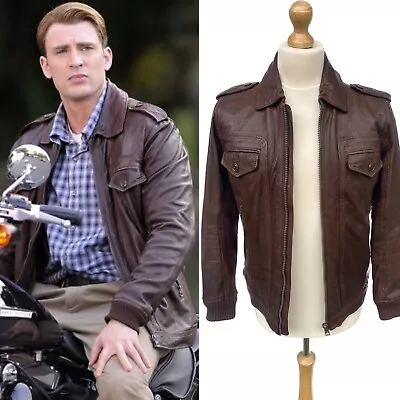 Captain America Steve Rogers MCU Marvel Avengers Leather Jacket Costume Outfit • £280