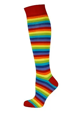 Knee High Socks Stripe Seamless Toe Finest Combed Cotton • £7.95