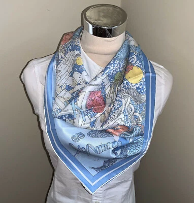 $499 • Buy NWT Authentic Hermes Silk Scarf Carre 70 Cm 27  Ex-Libris Atlantis