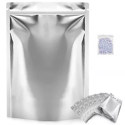 50/100pcs Mylar Bags 8.7Mil W/ Oxygen Absorbers Stand-Up Resealable Food Storage • $16.90