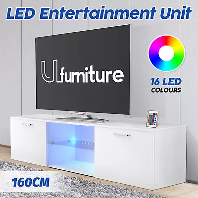 $109.90 • Buy Modern TV Cabinet Entertainment Unit Stand LED Gloss Storage Drawers Wooden