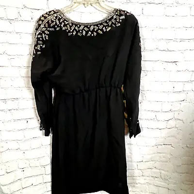 VTG Victoria Royal LTD Size 6 Black Dress Beaded Rhinestones Hong Kong Dry Clean • $79.95