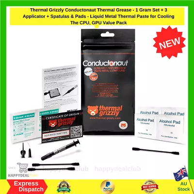 Thermal Grizzly Conductonaut Thermal Grease - 1 Gram Set + 3 Applicator CPU GPU • $31.49