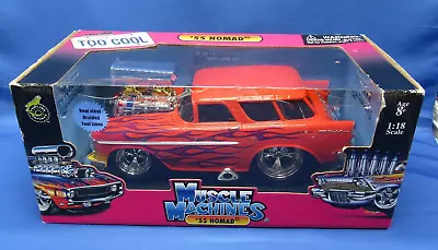 Muscle Machines 1:18 '55 Nomad Orange With Flames Diecast New In Box • $89.99