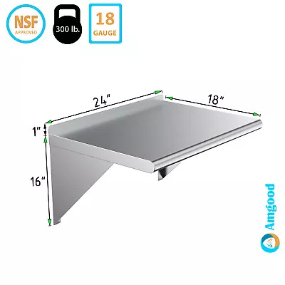 OPEN BOX: 18  X 24  Metal Shelf | Stainless Steel Wall Mount Floating Shelving • $62.95
