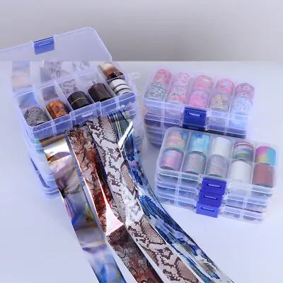10Rolls Holographic Nail Art Transfer Foil Sticker Flower Starry AB Paper Wraps' • $3.87