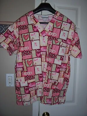 PEACHES Hope & Hearts Design Uniform Scrub Top Size XL • $6