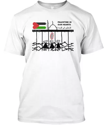 Palestine In Our Hearts Serbia T-Shirt Made In The USA Size S To 5XL • $21.79