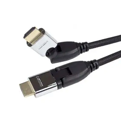 $9.32 • Buy 3m HDMI Cable SWIVEL & Rotate Right Angled Braided Lead V2.0 Ultra HD 2160p 4K