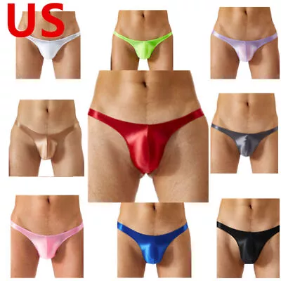 US Men's Underwear Sexy G-String T-Back Glossy Bikini Pouch Underpants Swimwear • $4.39