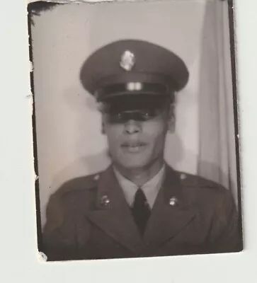 Vintage Photo Booth -  Young Man In Army Military Uniform Side Eye • $19.95