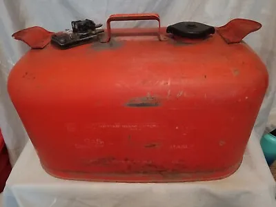 Vintage OMC 6 Gallon Outboard Motor Boat Gas Can Fuel Tank 3 Prong With Gauge • $76.96