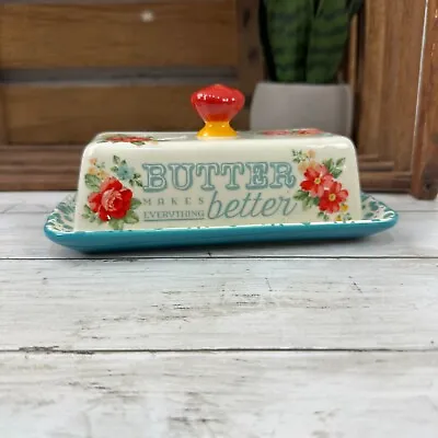 Pioneer Woman Vintage Floral Butter Dish Stoneware - 116254.01 • $9.54