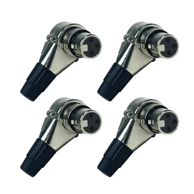 4 Pack Of Adjustable Right Angle 3 Pin XLR Female Connector Plugs - 7 Position • $20.99