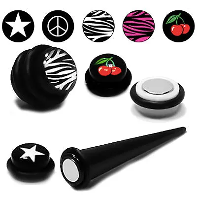 Logo Magnetic Non Piercing Fake Taper Or Plug Cheater Illusion Stretcher Earing • £2.69